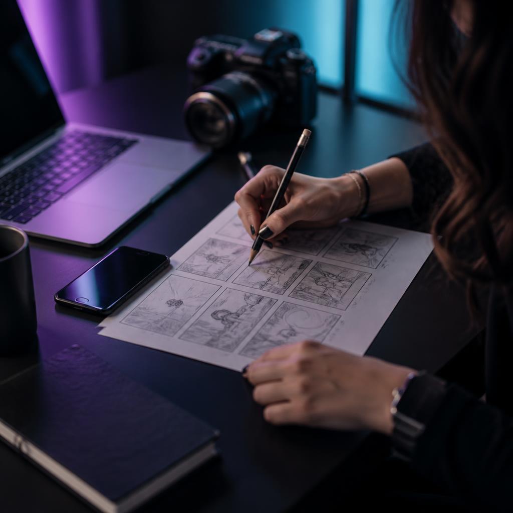 Mujer creando un storyboard en FILMACA Academy