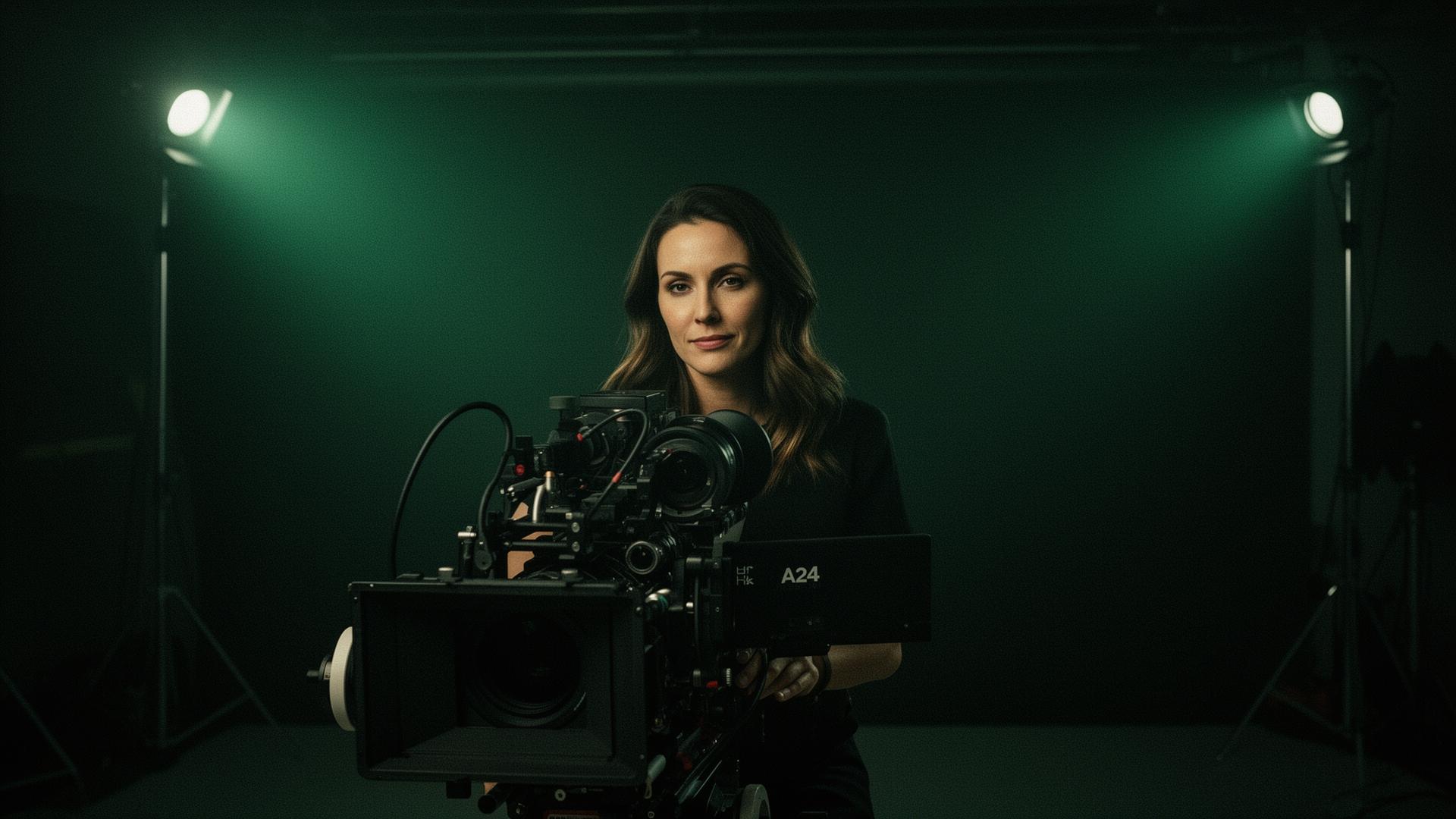 Directora de cine detrás de cámara cinematográfica profesional